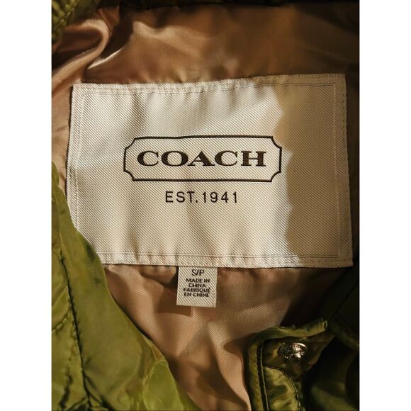 Womens Coach Signature Nylon Quilted Jacket Green Size S - Picture 3 of 6